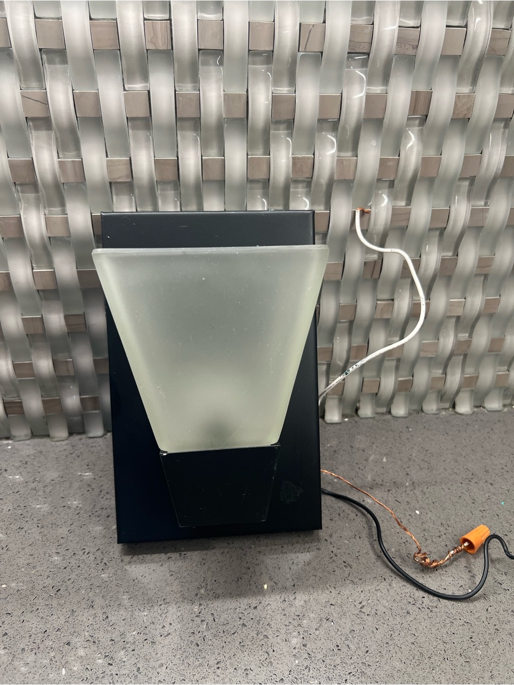 Light fixture Modern Black Wall Sconce with Frosted Glass Shade